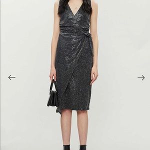 NWT All Saints Allegra Wrap Shimmer Dress